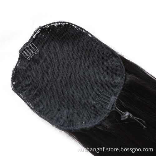 Natural Straight Drawstring Ponytail 100% Brazilian Virgin Human Hair Extension Ponytail For Black Women